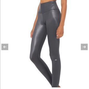 Alo High Waist Shine Legging- Xs - graphite color